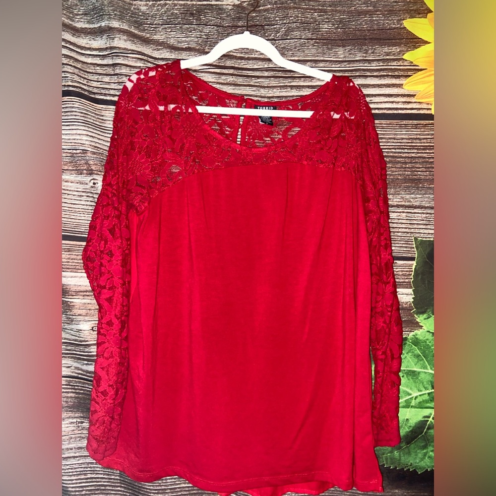 Torrid red laced long sleeve
